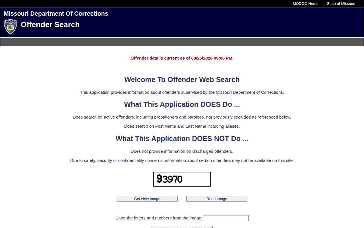 Ozark County Missouri state custody record search through Missouri DOC