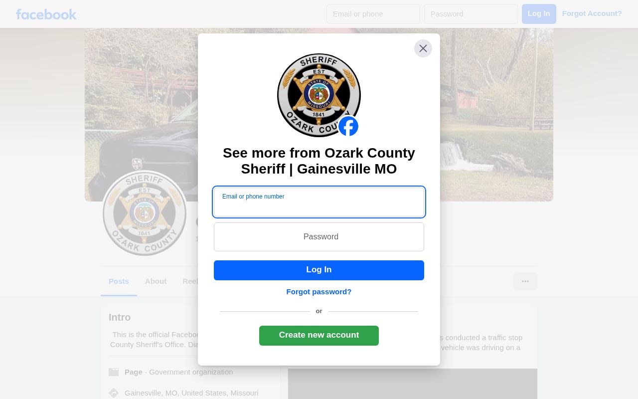 Ozark County Sheriff's Office public arrest record source channel